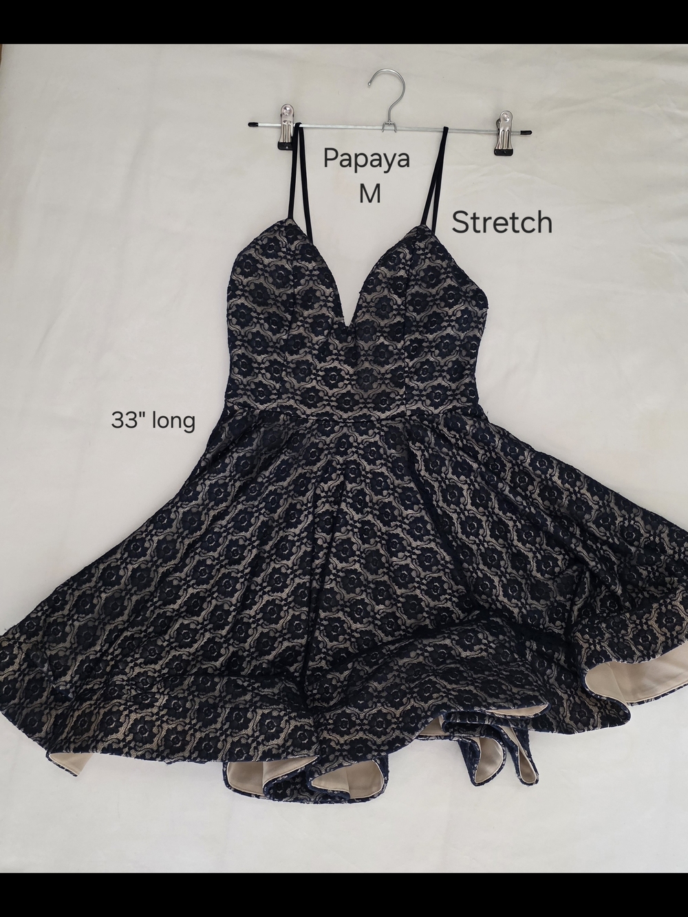 Papaya Lace A-Line Dress in Black and Nude